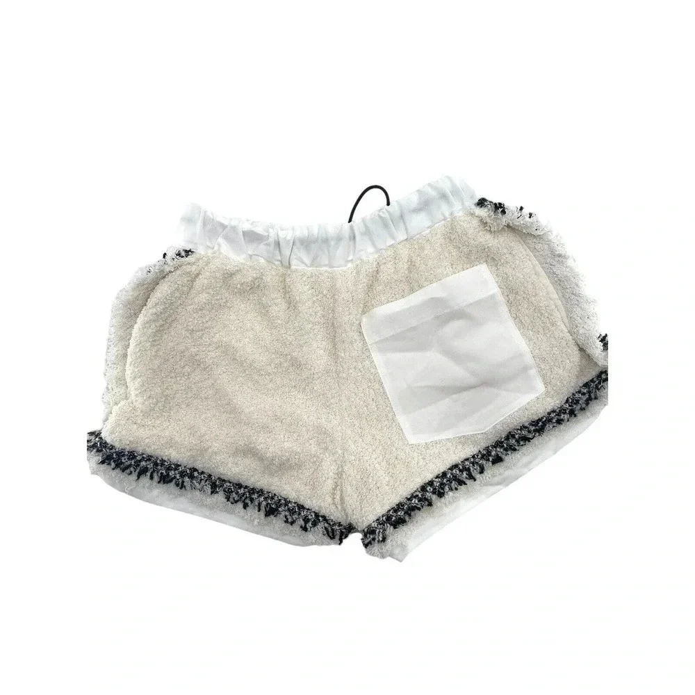Sacai Tweed Shorts Drawcord Waist Off White Size XS- S